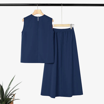 Stylish O Neck Sleeveless Tanks Tops Dress Sets ZANZEA Summer Women 2 Pieces Outfits Tracksuit Casual  Solid Color Skirt Suit