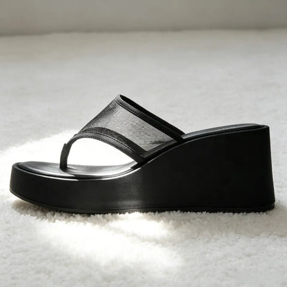 Fashion Mesh Platform Sandals for Women 2026 Summer Sexy Clip Toe Wedges Street-Style Comfortable Women Shoes Sandalias De Mujer