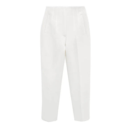Hot Sale Women Summer Thin Casual Cropped Pants Stretchy Temperament Pleated Slimming Capris Ankle Length High Waisted Trousers