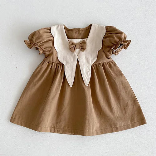 2024 New 0-4Yrs Baby Girl Clothing Short Sleeve Cotton Splicing Kids Princess Dresses Baby Girl Party Dress