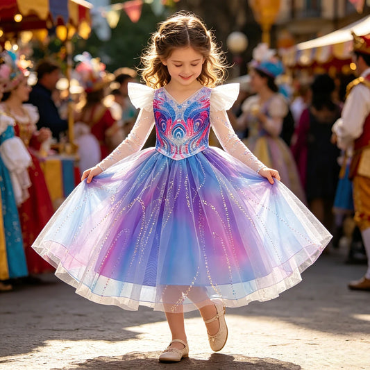 2026 Child School Activity Carnival Outfit New Summer Dresses for Girls Gift Baby Birthday Party Princess Dress Up Kids Clothes