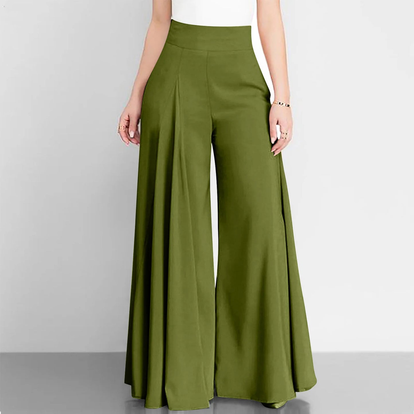 Women's Thin Trousers Zipper Wide Legs Solid Color High Waist Elegant Spring Office Commuting Simple Versatile Casual Pants