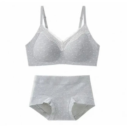 Teenage Sexy Lace Floral Bra Set Comfortable Non-steel Ring Beauty Back Small Breasts Gathered up Support Anti-Sagging Bra Set