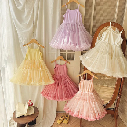 Girls' Ballet TuTu Dress 2-8 Years Fashion 2026 Summer New Kids Dancing Party Dress Performance Costume Princess Wedding Dress