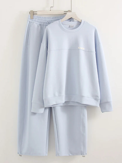 Women Two Piece Sets Pants Outfits Fall Oversize Blue Tracksuits Sweatshirts And Sweatpants Butter Yellow Sets Suits For Women