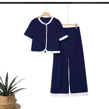2026 Summer Outfits ZANZEA Fashion Women Pant Sets Patchwork Tracksuit Short Sleeve Shirt Wide Leg Trousers OL Work 2 Piece Sets