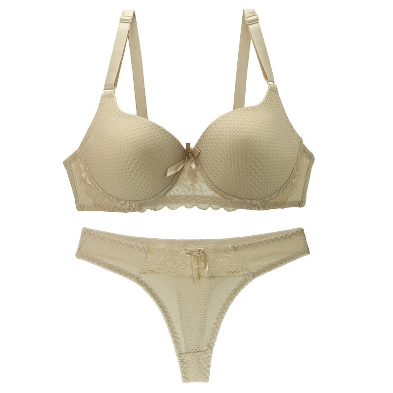 2024 New Sexy Underwear Thong Ladies Underwire Lace Lingerie Cover Solid Color Large Size Hook Eye Women Bra Sets