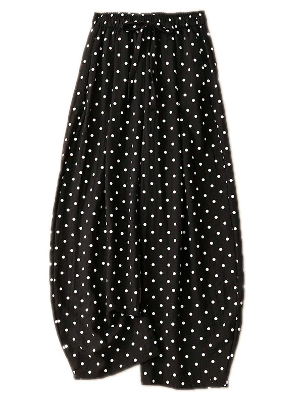 High Waist Wide Leg Straight Cut Summer Thin Casual Pants for Women Polka Dot Loose Fitting Korean Style Slimming Trousers