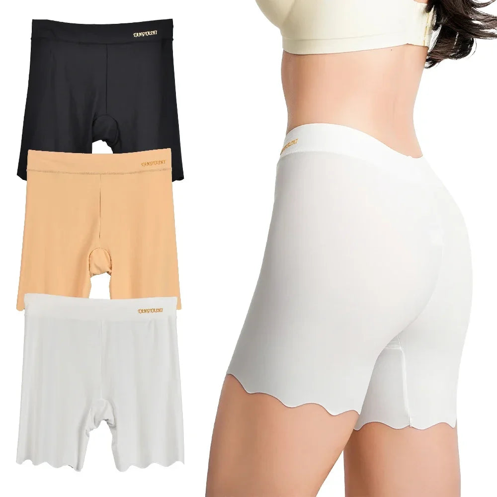 Women Underwear Safety Dress Panties Slimming Shorts High Waist Seamless Ice Silk Boxers Breathable Plus Size Short Pants M-4XL