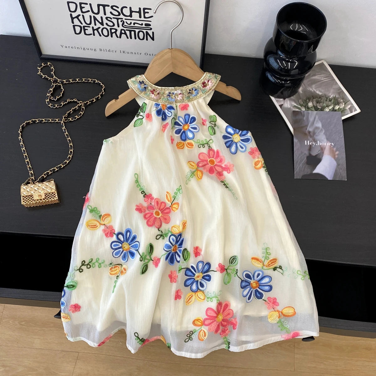 Kids Dresses for Girls Summer Casual Embroidered Halter-neck Dress Children's Clothes Girl Clothes