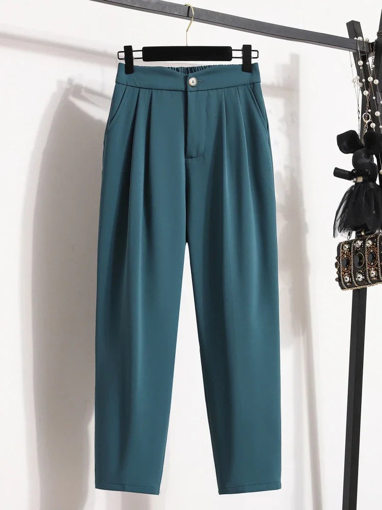 High Quality Korean Style Straight Trousers Plus Size Pants Woman Autumn Winter 2026 New Arrival High Waist Suit Pants