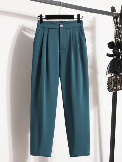 High Quality Korean Style Straight Trousers Plus Size Pants Woman Autumn Winter 2026 New Arrival High Waist Suit Pants