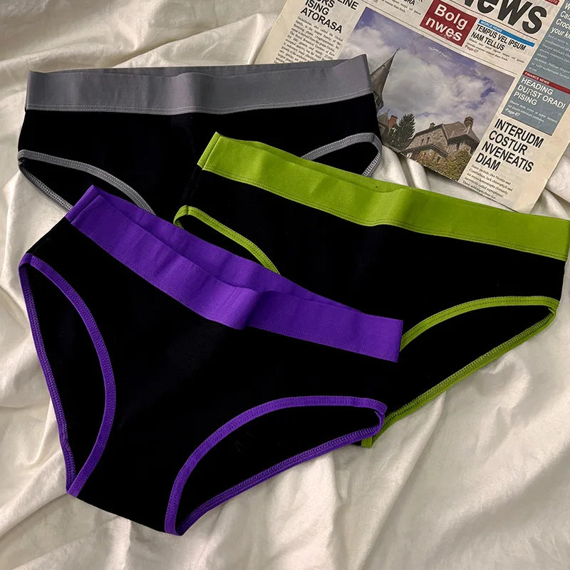 5Pcs/Set Women's Underwear Fashion Comfort Panties Mid Waist Girls Briefs Breathable Underpants Solid Color Panty Intimates
