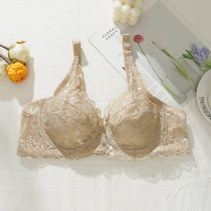 Sexy Lace Thin Bras Plus Size 36-44B/C Cup Women's Push Up Bra Breathable Comfortable Bralette French Deep V Female Underwear