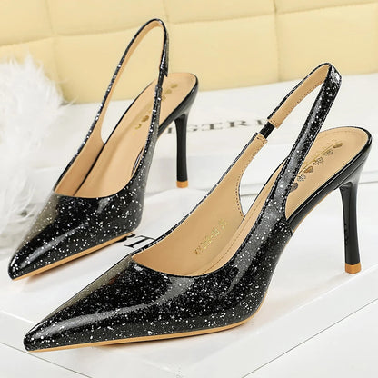 BIGTREE Shoes Sequin Women Pumps Pointed High Heels Fashion Wedding Shoes Stiletto 9 cm Heels Women Heeled Sandals Plus Size 43