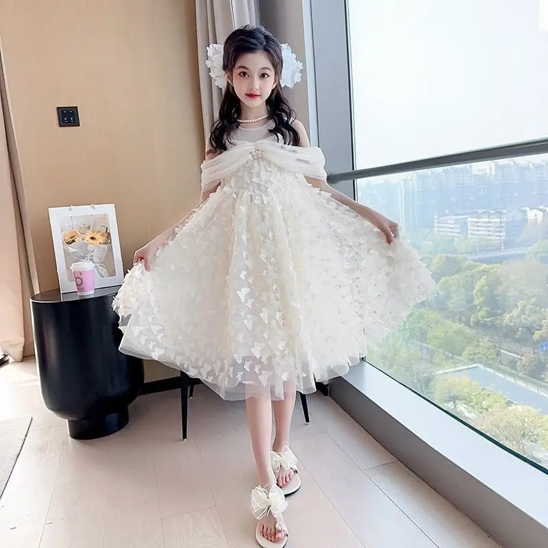 Summer Butterfly Dress Princess Skirt 2025 Girl Clothes 7 8 Years Holiday Girls 3-year-old Dresses Kids Children Girls' Luxury 4