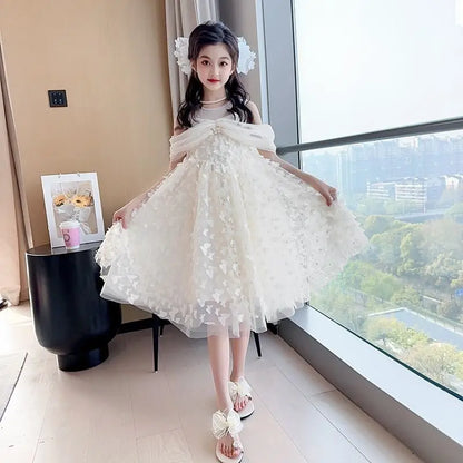 Summer Butterfly Dress Princess Skirt 2025 Girl Clothes 7 8 Years Holiday Girls 3-year-old Dresses Kids Children Girls' Luxury 4