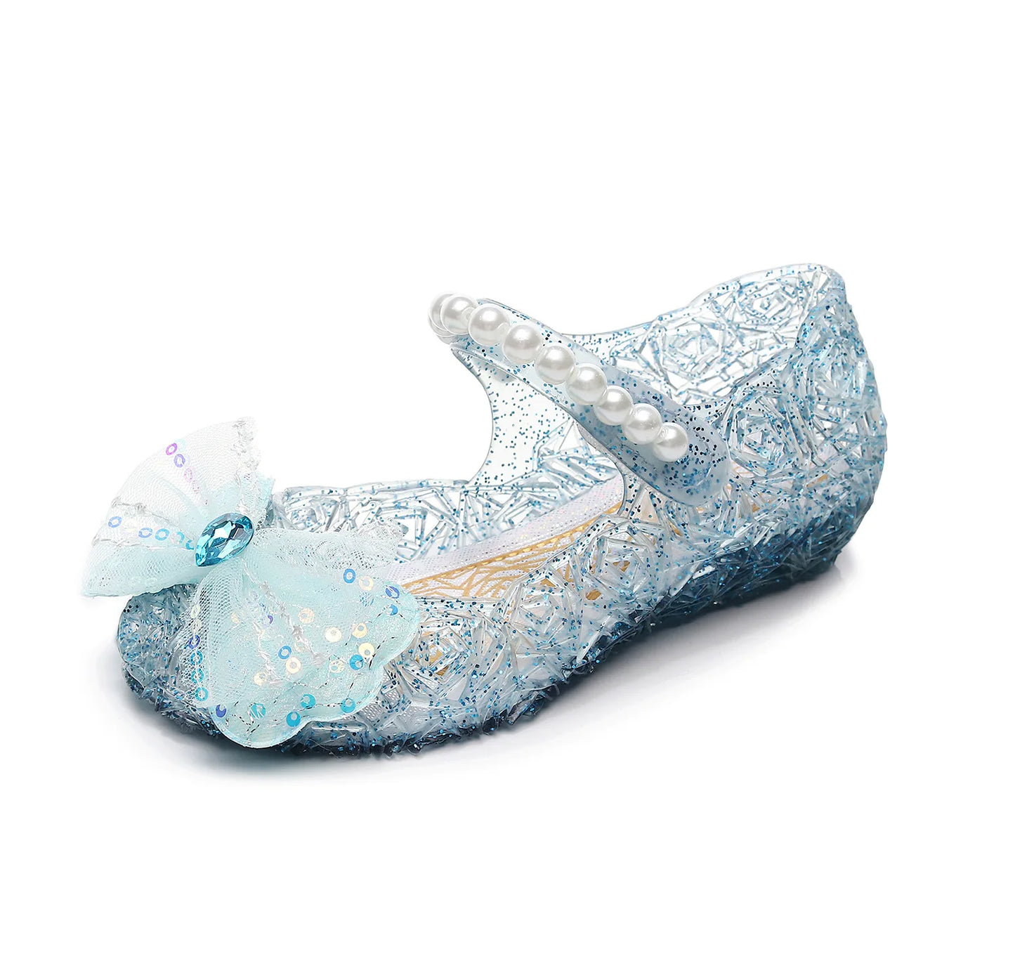 Kids Girl Bowknot Princess Sandal Children Soft Bottom High Heels Crystal Jelly Wedding Performances Party Shoe PVC Beach Sandal