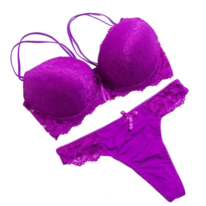 2024 Floral Embroidery Women Underwear Set Sexy Lace Push Up Bra Set Panties Sexy Push Up Brassiere Wirefree Soft Underwear Set