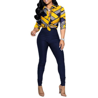 European Style Spring Summer Shirt Top And Long Pant Suit Casual Party 2 Two Pieces Tracksuit Outfits 2025