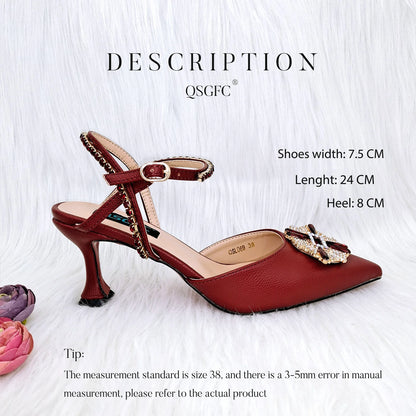 QSGFC New Luxury Women's Shoes Comfortable SS Class High Heels Bag in Spring, Summer, and Autumn