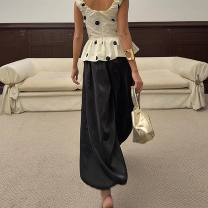 DNBS Satin Finish Women's Loose Balloon Pants, Elastic Cuffed Harem Trousers, Elegant Loungewear for Spring & Summer