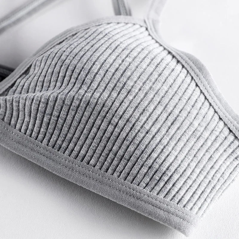 Comfort Lingerie Cotton Bras For Women Thin Style Unlined Bralette Sexy Deep V Triangle Cup Cross Beauty Back Bra бюстгальтер