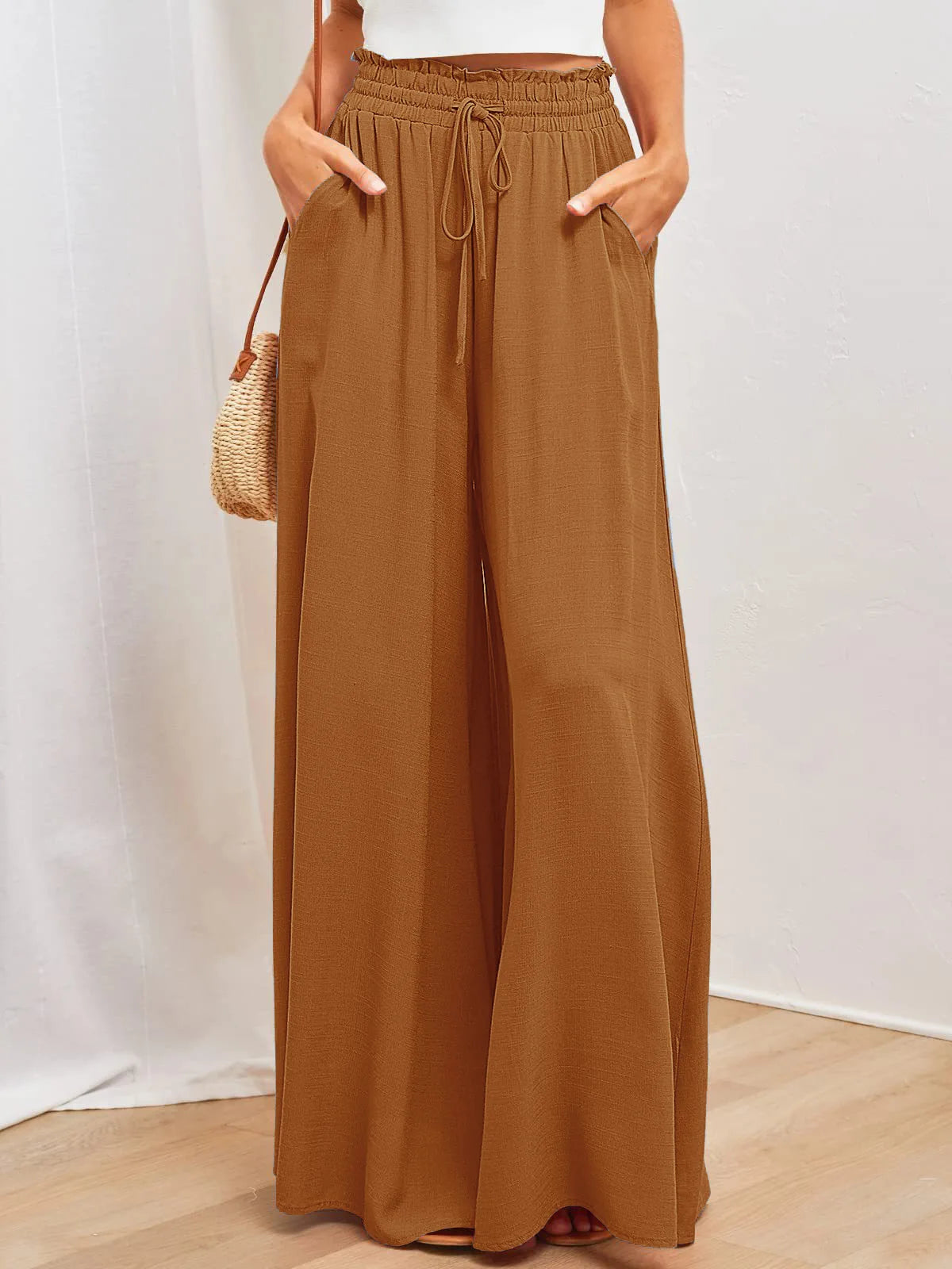 2026 Spring Summer Women Casual Wide Leg Pants Fashion Loose High Waist Long Trousers