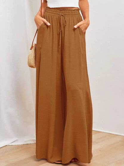 2026 Spring Summer Women Casual Wide Leg Pants Fashion Loose High Waist Long Trousers