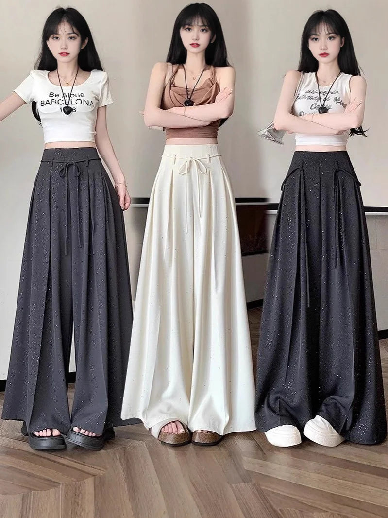 New High Waist Wide Leg Suit Pants Women Casual Loose Long Drapey Fashionable Trousers