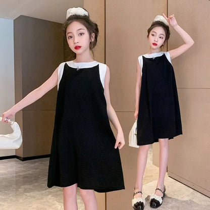 Pinafore Dress Girls Casual Dresses Girl Clothes 7 To 8 Years Princess Sets for Children Pink Sundress Young Elegant Costume 6 9