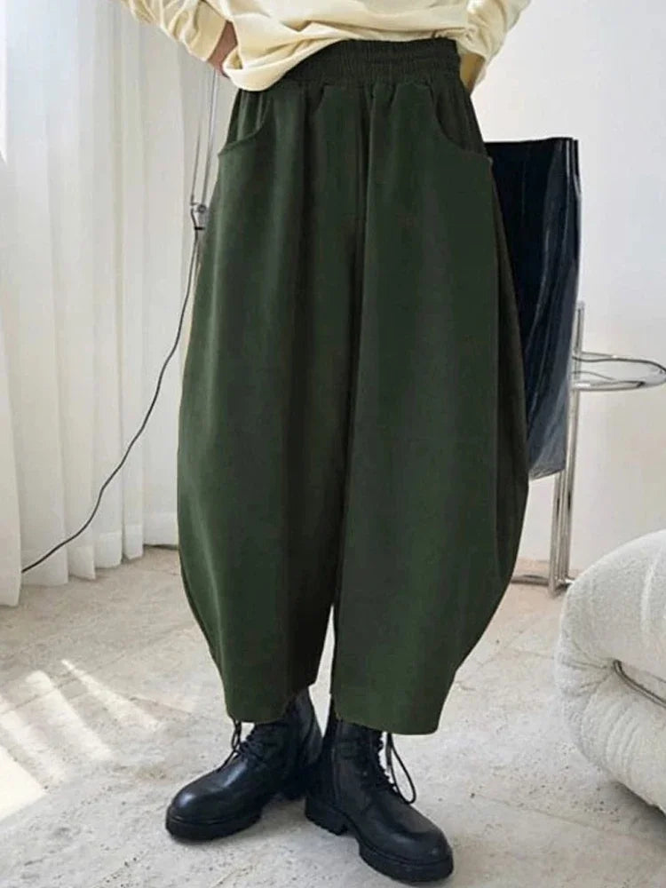 2023 Autumn Casual Harem Pants Women Cotton High Waisted Trousers Retro Loose Bloomers Women's Oversize Pants Baggy Sweatpants