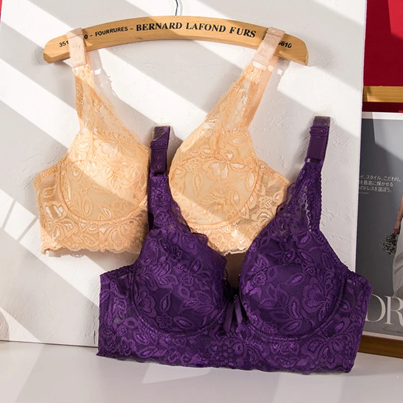 Hot Full cup thin underwear small bra plus size undewire adjustable lace Women's bra breast cover B C D Large size Lace Bras