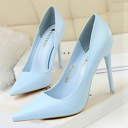 BIGTREE Shoes Women Pumps Pu Leather High-heeled Shoes Fashion Wedding Shoes Stiletto Heels Sexy Party Shoes Large Size 42 43