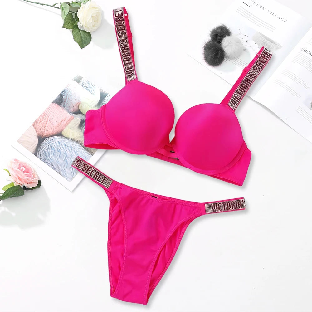 Victoria's Secret Women's Fashion Lingerie Set Sexy Breathable Soft Versatile Shapewear Sexy Lingerie Bra and Panty Set Push Up