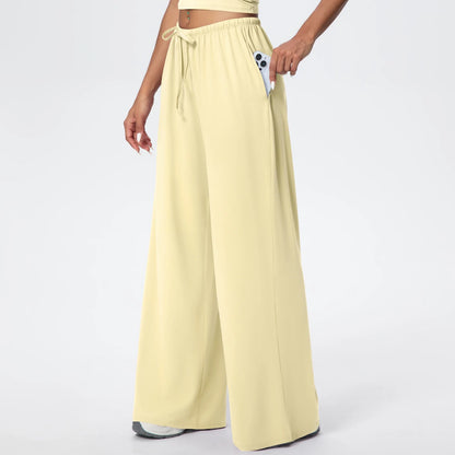 Loose Breathable Yoga Full Length Wide Leg Pants Solid Color Naked Feel Fitness Sports Woman Quick Drying Gym Pencil Pants