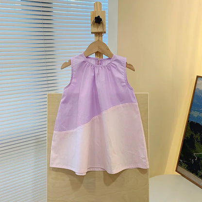 Girls Casual Dresses PATCHWORK Sleeveless Dress Toddler Girl Clothes for 1 To 8 Years Party Dress for Kids Girl