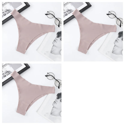 3Pcs/Set Women Ice Silk Panties V-Waist Low Rise Briefs Seamless Underwear Female Quick-Drying Underpants Sexy Lingerie S-L