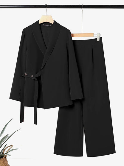 ZANZEA Spring Fashion 2 Piece Sets 2026 Women Office Outfits Long Sleeve Blazer Tops Pant Sets Solid OL Tracksuit Matching Sets