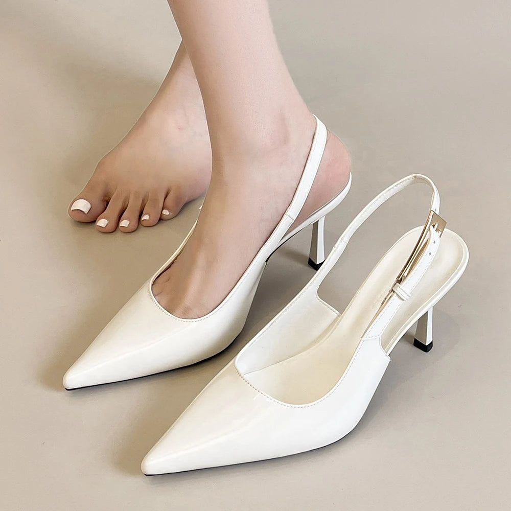 BIGTREE Shoes Women Pumps Patent Leather High Heels Ladies Shoes Stiletto 8 cm Heels Buckle Sexy Party Shoes Heeled Sandals New
