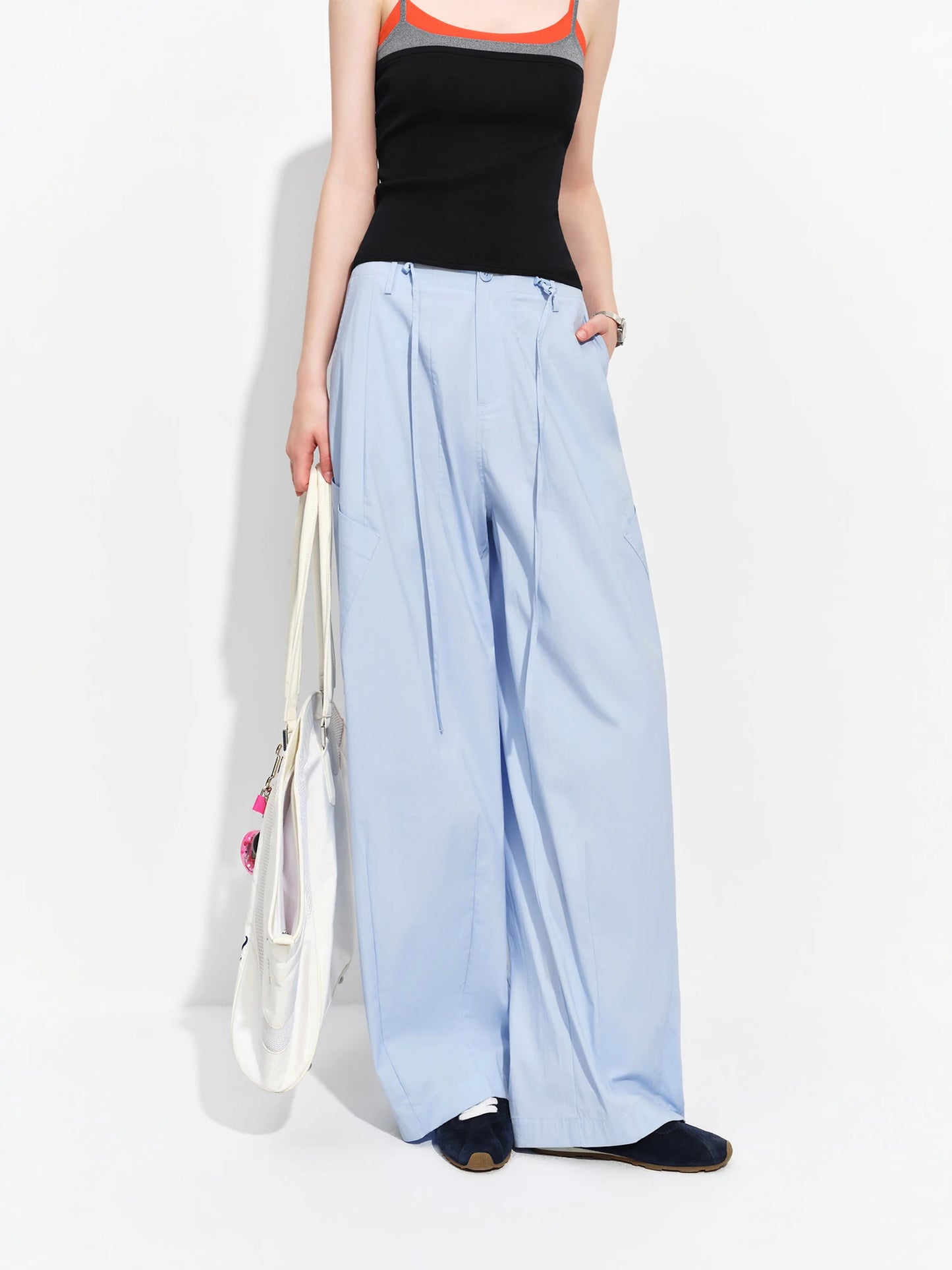 FSLE 2026 Summer Women's Casual Mid-Rise Balloon Pants with Barrel Leg Silhouette - Relaxed Fit for Daily and Summer Wear
