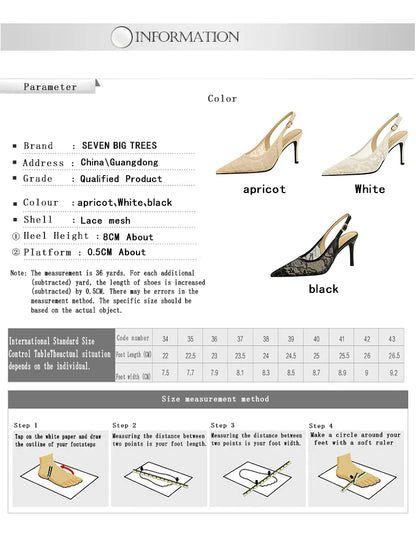 Sexy High Heels Women Shoes Hollow Lace Mesh High-Heeled Sandals Women Pumps Buckle Pointed Female Heels Summer Stiletto 8 cm