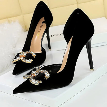 Luxury High Heels Women 7 cm 10.5 Stilettos Metal Rhinestone Women Pumps Fashion Wedding Shoes Ladies Sexy Prom Shoes 2026