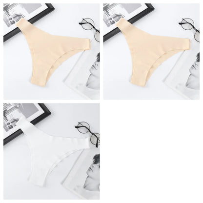 3Pcs/Set Women Ice Silk Panties V-Waist Low Rise Briefs Seamless Underwear Female Quick-Drying Underpants Sexy Lingerie S-L