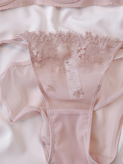 MOYISU Parisian Lace Bust Reducer - French Steel Ring Bra Set Rabbit-Ear Design Slimming Minimizer Lingerie Tushy for Full Chest