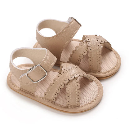 Summer 0-18M Female Baby Apricot Sandals Bow High Quality Soft Bottom Anti slip Breathable First Walking Shoes