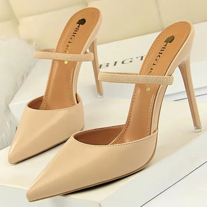 BIGTREE Shoes Sandals Women 2026 Summer High Heels Slippers Pu Heeled Sandals Stiletto Ladies Shoes Fashion Female Shoes Pumps