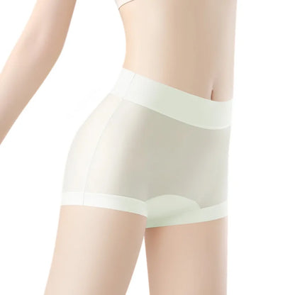 Soft Sexy Breathable Women's Panties Comfortable No Trace Thin Underwear Ice Silk Underwear High Waist Boxer Pants Intimates
