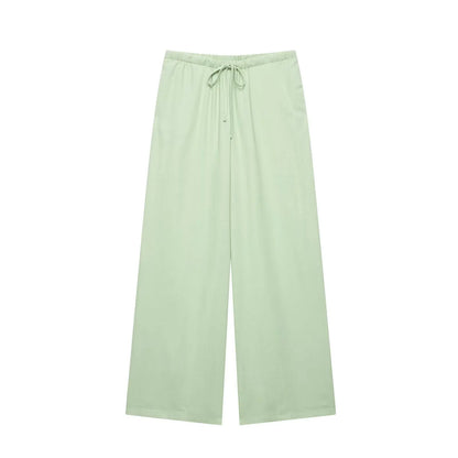 HH 2025 Spring Women Fashion Linen Suits New Solid Cardigan Kimono Top + Versatile Outerwear Female Wide Leg Long Pant