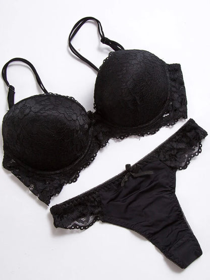 High quality Deep V Sexy  Push up Bra set Floral Embroidery Lace Women Underwear set Bra and Panties 34 36 38 40 42 BCD